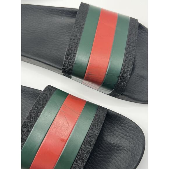 Gucci Ace Red And Green Stripe Pool Slides Mens Size 7 Uk 8US main image 4